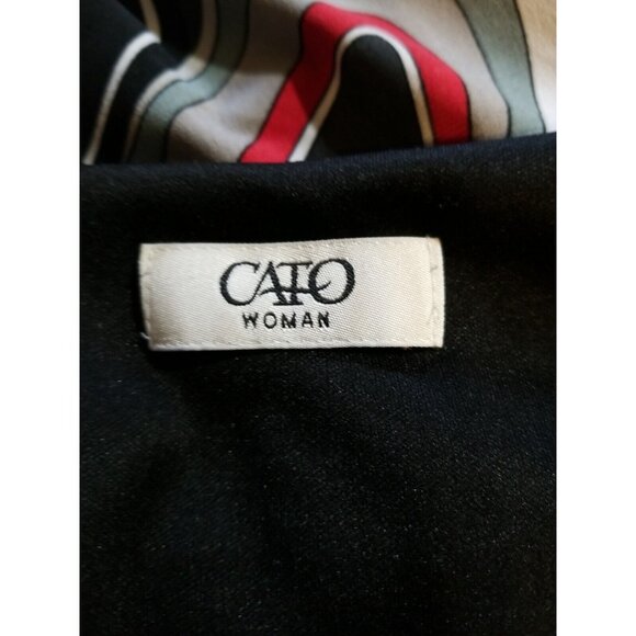 Cato Women's Plus 22W Top Faux Wrap Empire Waist 3/4 Sleeve Black Red Asymmetric - Picture 5 of 10